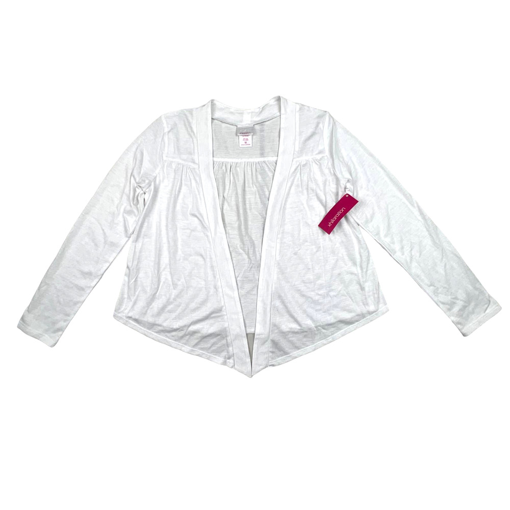 Xhilaration Junior XS White Open Front Lightweight Cropped Cardigan Top Blouse